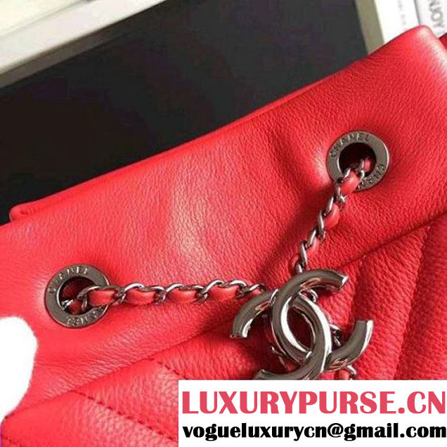 Chanel Calfskin Small Drawstring Bag A91135 Red Spring-Summer 2016 (KN-6080818 )