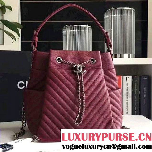 Chanel Calfskin Small Drawstring Bag A91135 Burgundy Spring-Summer 2016 (KN-6080819 )