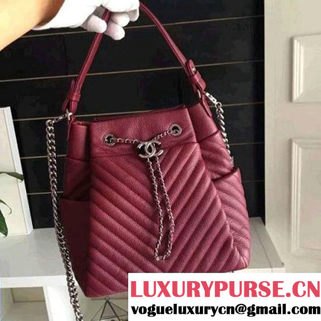 Chanel Calfskin Small Drawstring Bag A91135 Burgundy Spring-Summer 2016 (KN-6080819 )