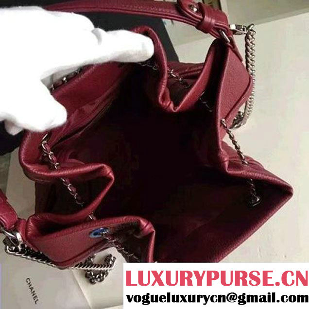 Chanel Calfskin Small Drawstring Bag A91135 Burgundy Spring-Summer 2016 (KN-6080819 )