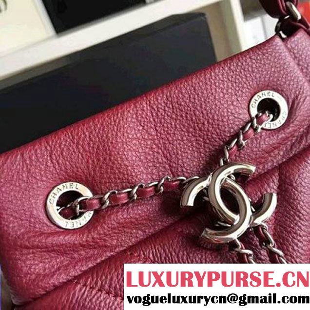 Chanel Calfskin Small Drawstring Bag A91135 Burgundy Spring-Summer 2016 (KN-6080819 )