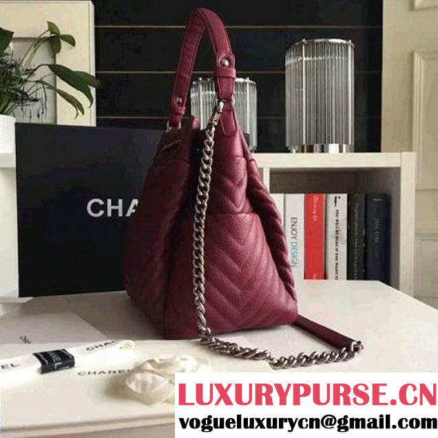 Chanel Calfskin Small Drawstring Bag A91135 Burgundy Spring-Summer 2016 (KN-6080819 )