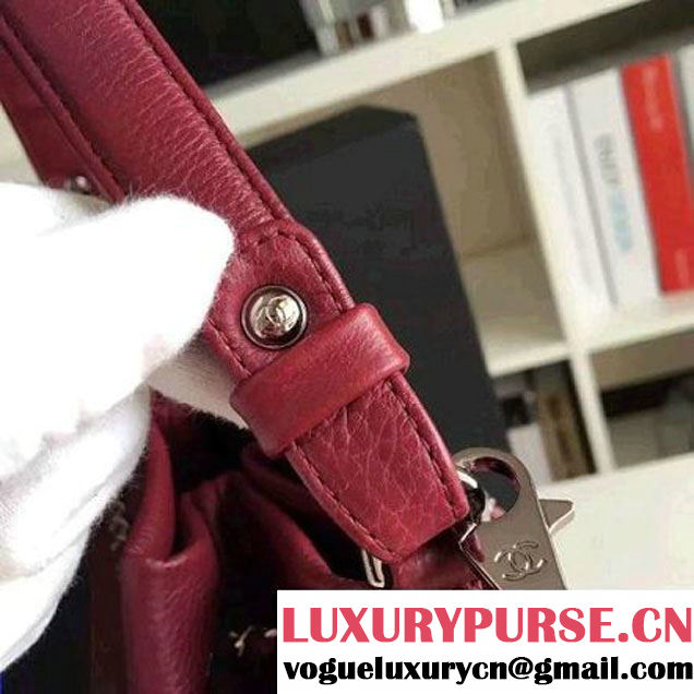 Chanel Calfskin Small Drawstring Bag A91135 Burgundy Spring-Summer 2016 (KN-6080819 )
