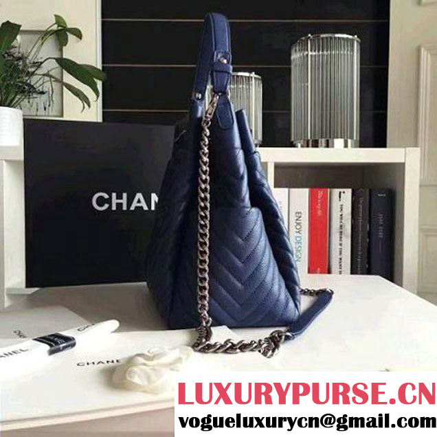 Chanel Calfskin Small Drawstring Bag A91135 Navy Spring-Summer 2016 (KN-6080820 )