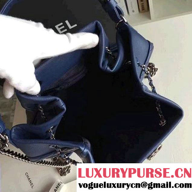 Chanel Calfskin Small Drawstring Bag A91135 Navy Spring-Summer 2016 (KN-6080820 )