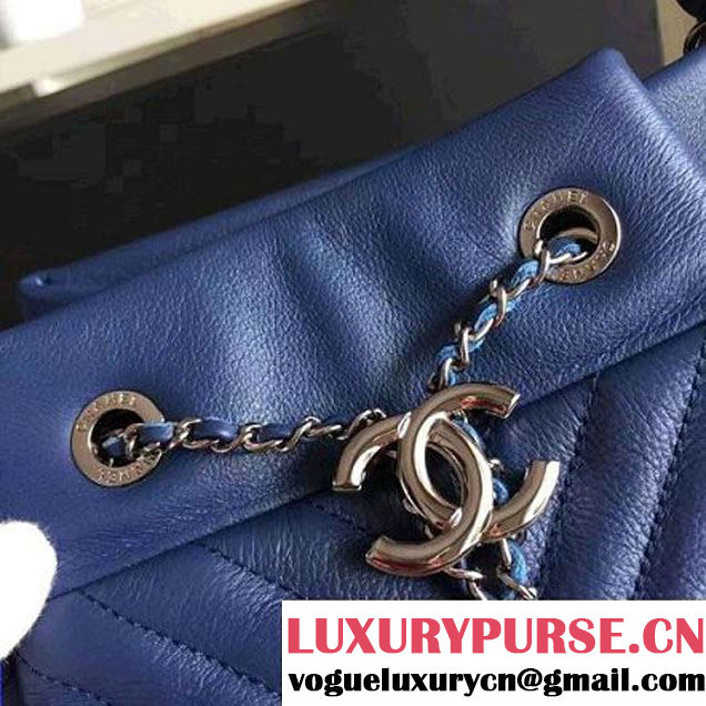 Chanel Calfskin Small Drawstring Bag A91135 Navy Spring-Summer 2016 (KN-6080820 )