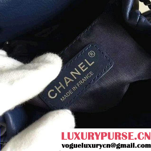 Chanel Calfskin Small Drawstring Bag A91135 Navy Spring-Summer 2016 (KN-6080820 )