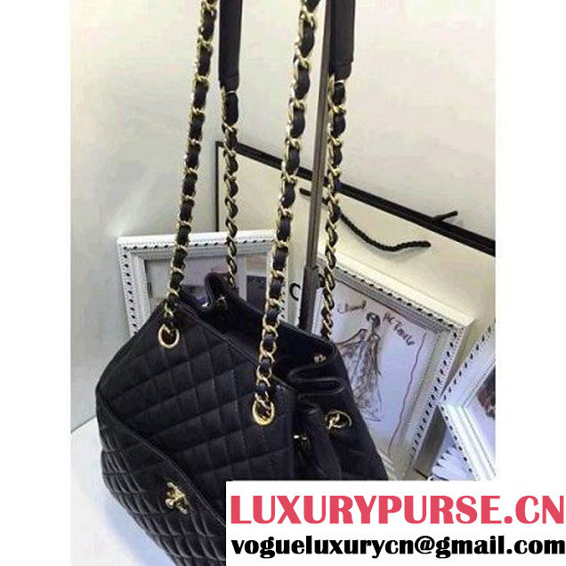 Chanel Lambskin Drawstring Bag A989740 Black  F/W 2016 (AV-6092704 )