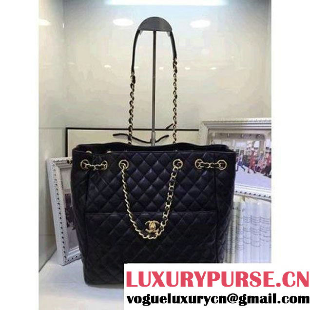 Chanel Lambskin Drawstring Bag A989740 Black  F/W 2016 (AV-6092704 )