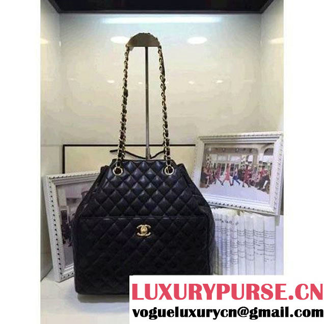 Chanel Lambskin Drawstring Bag A989740 Black  F/W 2016 (AV-6092704 )