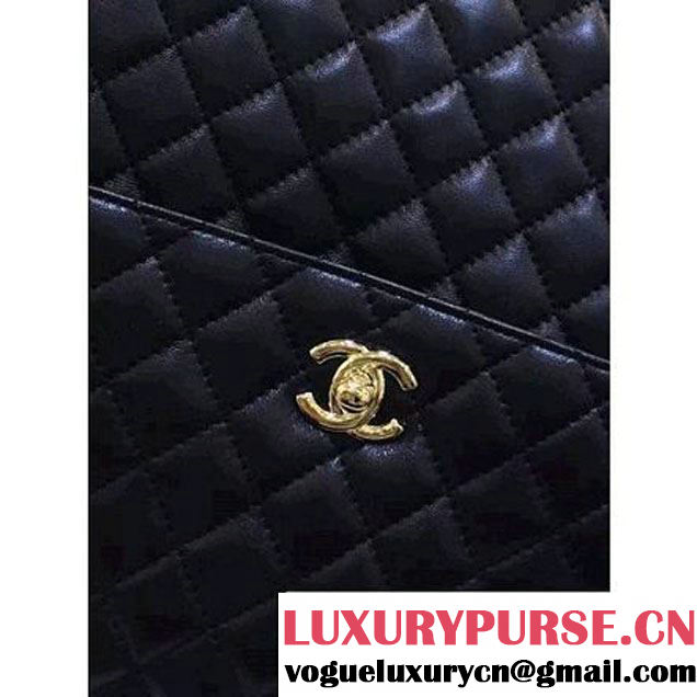 Chanel Lambskin Drawstring Bag A989740 Black  F/W 2016 (AV-6092704 )