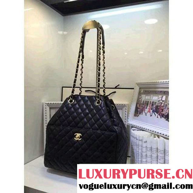 Chanel Lambskin Drawstring Bag A989740 Black  F/W 2016 (AV-6092704 )