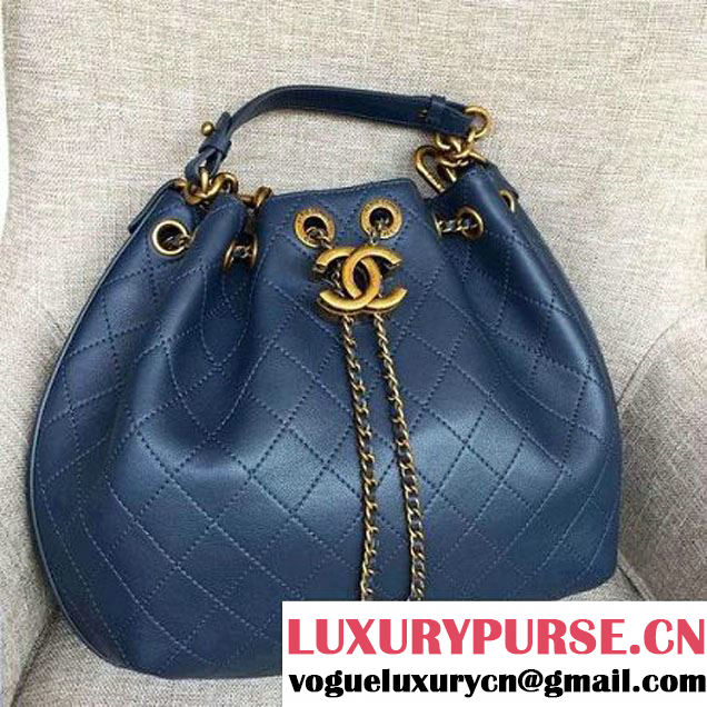 Chanel Calfskin Drawstring Bag A93474 Blue 2016 (AV-6092705 )