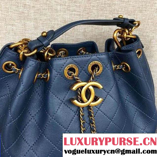 Chanel Calfskin Drawstring Bag A93474 Blue 2016 (AV-6092705 )