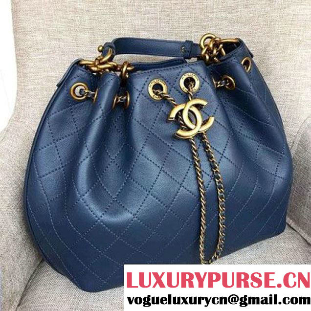 Chanel Calfskin Drawstring Bag A93474 Blue 2016 (AV-6092705 )