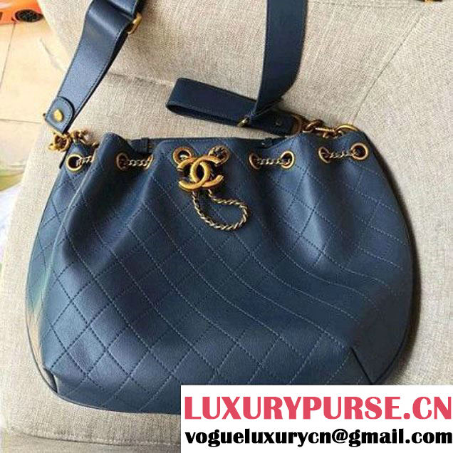 Chanel Calfskin Drawstring Bag A93474 Blue 2016 (AV-6092705 )