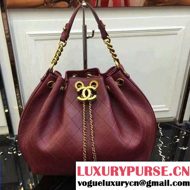 Chanel Calfskin Drawstring Bag A93474 Red 2016 (AV-6092706 )