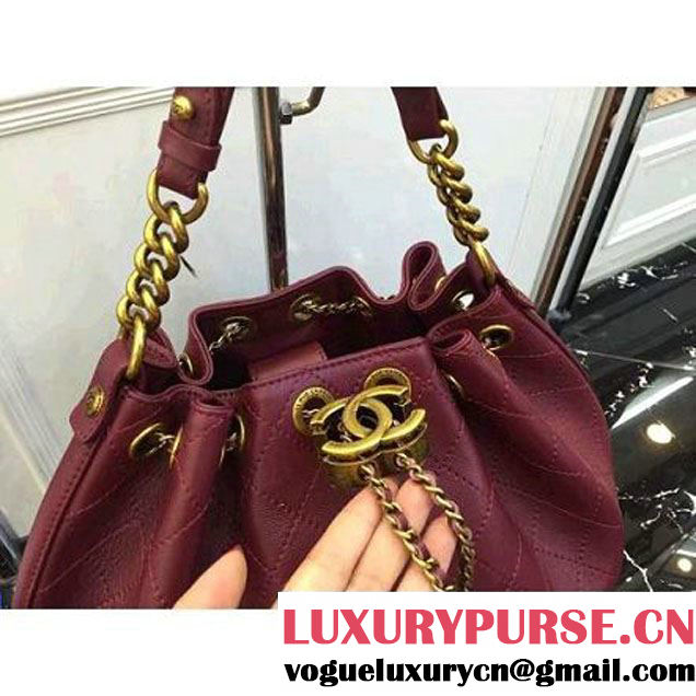 Chanel Calfskin Drawstring Bag A93474 Red 2016 (AV-6092706 )