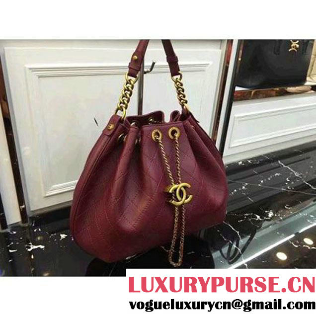 Chanel Calfskin Drawstring Bag A93474 Red 2016 (AV-6092706 )