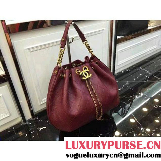 Chanel Calfskin Drawstring Bag A93474 Red 2016 (AV-6092706 )