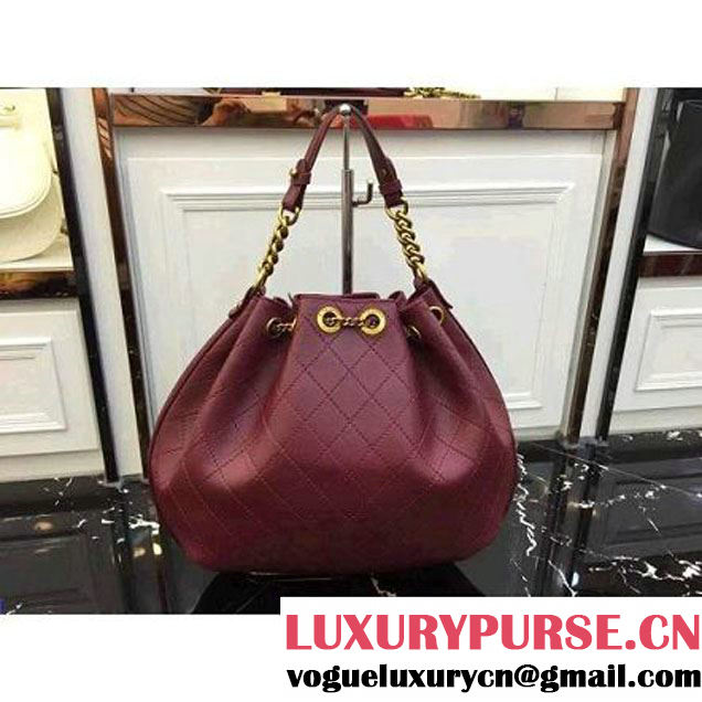 Chanel Calfskin Drawstring Bag A93474 Red 2016 (AV-6092706 )