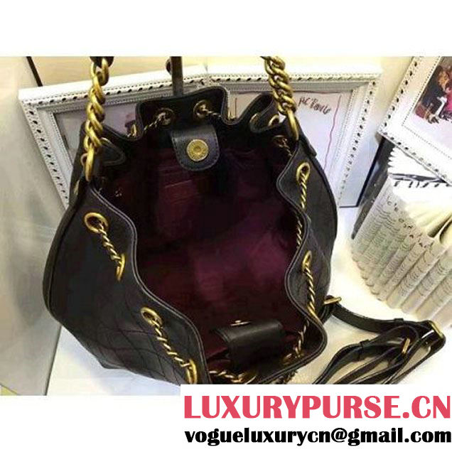 Chanel Calfskin Drawstring Bag A93474 Black 2016 (AV-6092707 )
