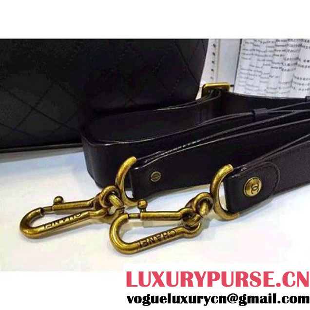 Chanel Calfskin Drawstring Bag A93474 Black 2016 (AV-6092707 )