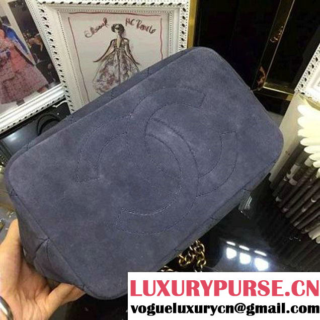 Chanel Suede Calfskin Drawstring Bag A93620 Stone Blue F/W 2016 (AV-6101413 )