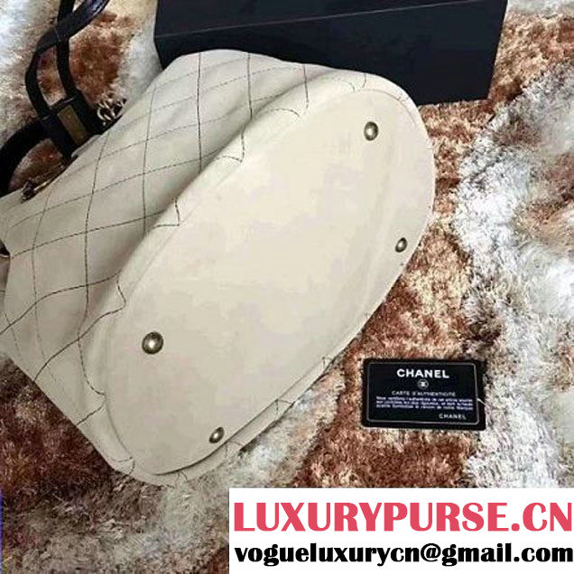 Chanel Suede Calfskin Drawstring Bag A93620 Beige F/W 2016 (1A145-6101414 )