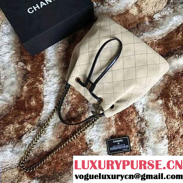 Chanel Suede Calfskin Drawstring Bag A93620 Beige F/W 2016 (1A145-6101414 )