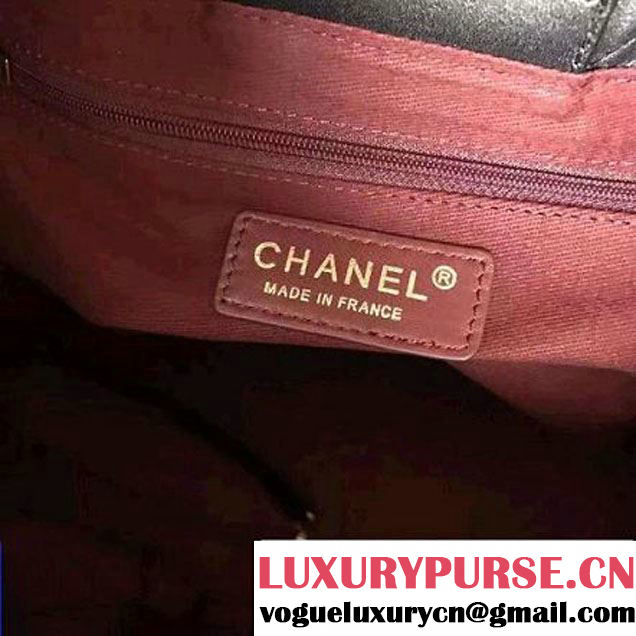 Chanel Black Smooth Calfskin Drawstring Bag A93620 F/W 2016 (1A145-6101415 )