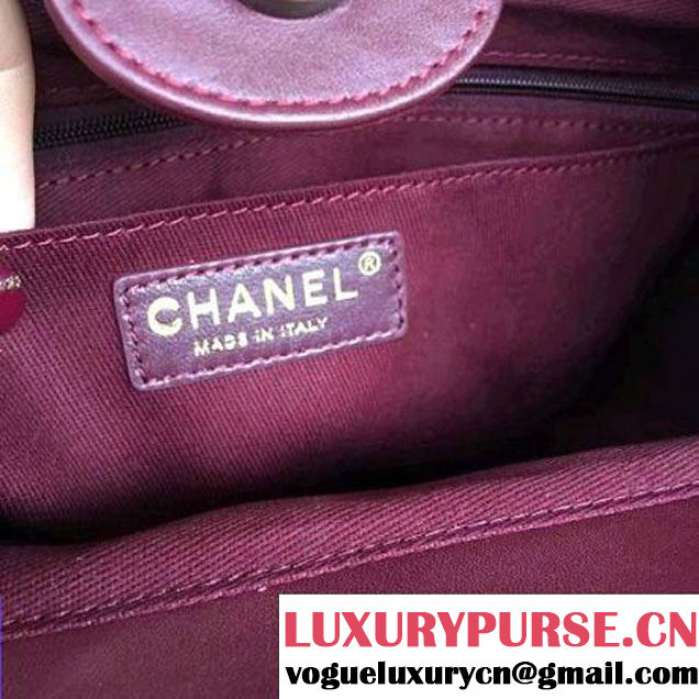 Chanel Lambskin Threading CC Logo Drawstring Bag Red 2016 (AV-6111717 )