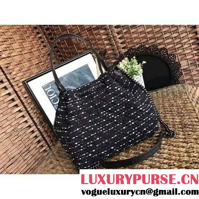 Chanel Tweed and Calfskin Large Chain Drawstring Bucket Bag A91278 2016 (YD-6112504 )