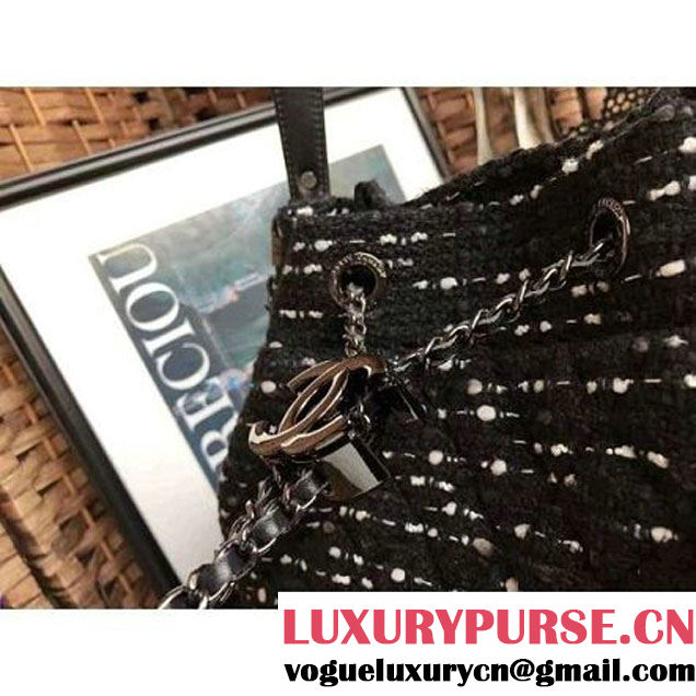 Chanel Tweed and Calfskin Large Chain Drawstring Bucket Bag A91278 2016 (YD-6112504 )