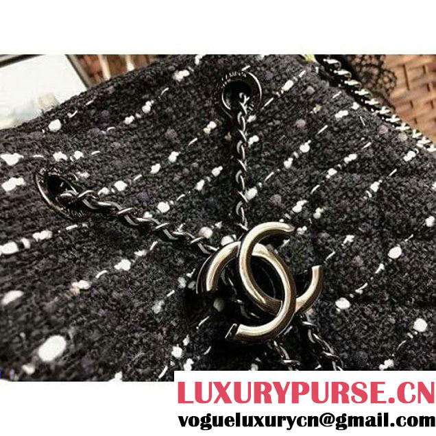 Chanel Tweed and Calfskin Large Chain Drawstring Bucket Bag A91278 2016 (YD-6112504 )