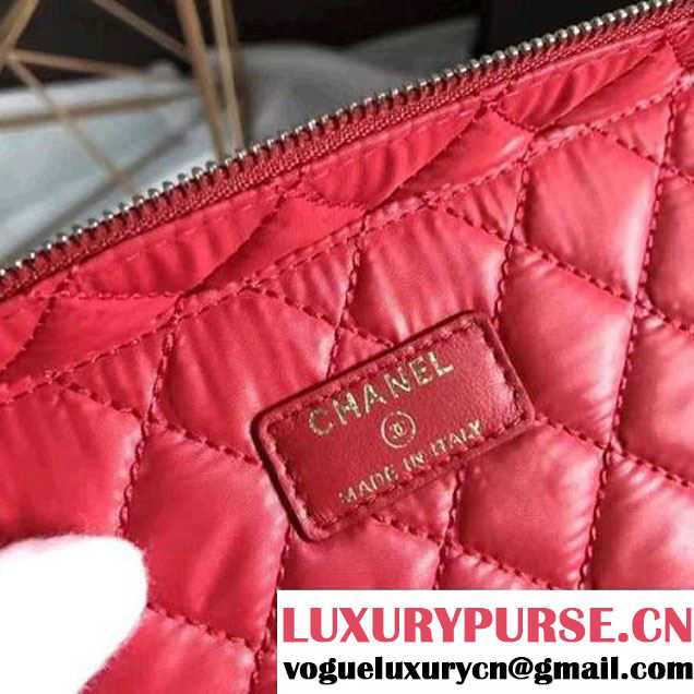 Chanel Grained Calfskin Medium Vanity Case Pouch Cosmetic Bag Red 2016 (KN-6122405 )