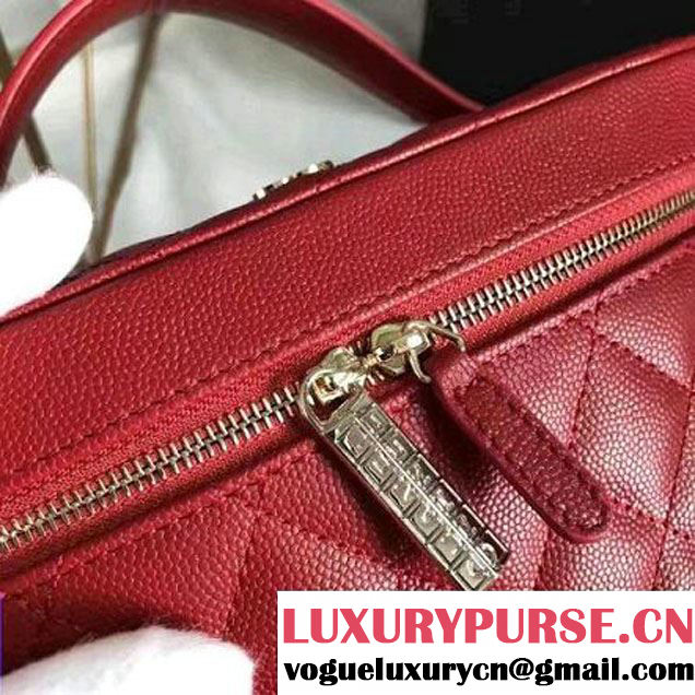 Chanel Grained Calfskin Small Vanity Case Pouch Cosmetic Bag Red 2016 (KN-6122406 )