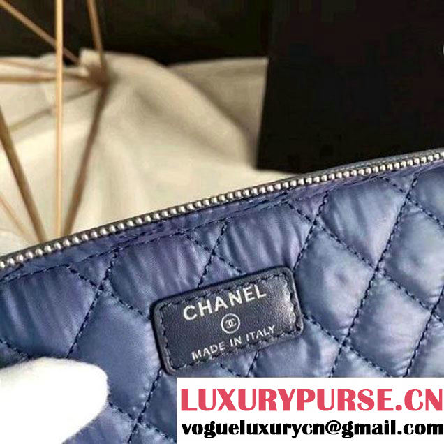 Chanel Grained Calfskin Small Vanity Case Pouch Cosmetic Bag Blue 2016 (KN-6122412 )