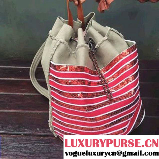 Chanel Canvas and Sequins Cubano Trip Backpack Bag A93671 Gray Cruise 2017 (2A143-7010420 )