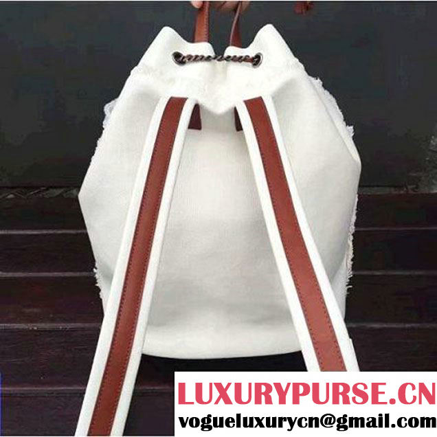Chanel Canvas and Sequins Cubano Trip Backpack Bag A93671 White Cruise 2017 (2A143-7010421 )