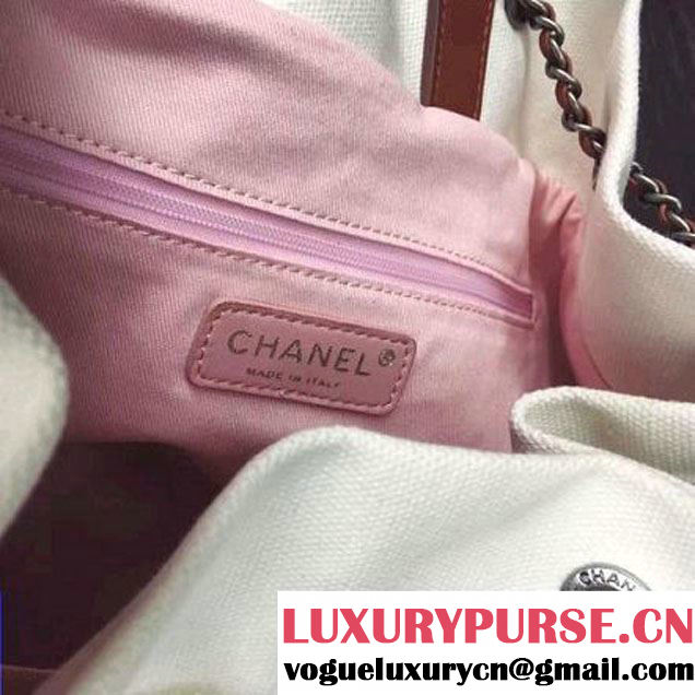 Chanel Canvas and Sequins Cubano Trip Backpack Bag A93671 White Cruise 2017 (2A143-7010421 )