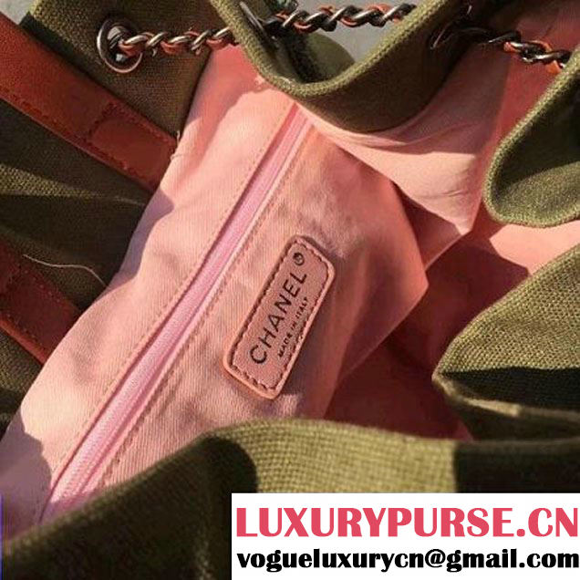 Chanel Canvas and Sequins Cubano Trip Backpack Bag A93671 Green Cruise 2017 (2A143-7010422 )