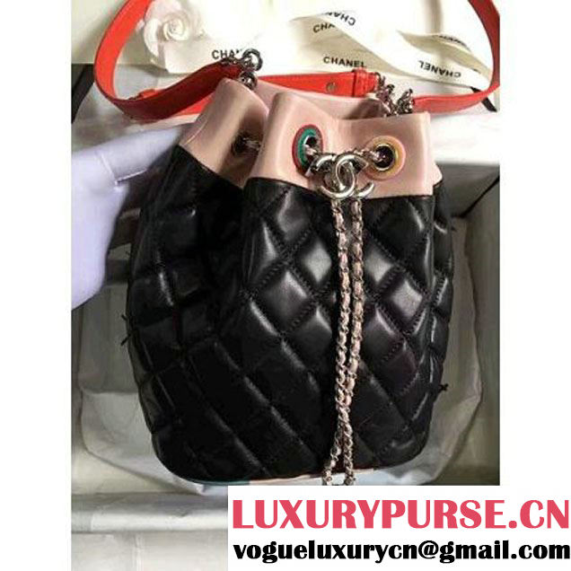 Chanel Black Multicolor Lambskin/Resin Small Drawstring Bag A93730 Cruise 2017 (KN-7020835 )