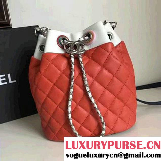 Chanel Red Multicolor Lambskin/Resin Small Drawstring Bag A93730 Cruise 2017 (2B038-7020836 )