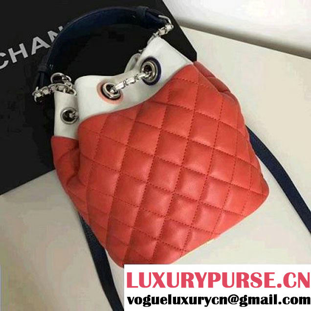 Chanel Red Multicolor Lambskin/Resin Small Drawstring Bag A93730 Cruise 2017 (2B038-7020836 )