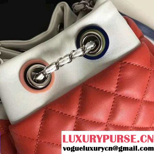 Chanel Red Multicolor Lambskin/Resin Small Drawstring Bag A93730 Cruise 2017 (2B038-7020836 )