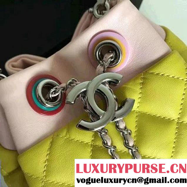 Chanel Yellow Multicolor Lambskin/Resin Small Drawstring Bag A93730 Cruise 2017 (2B038-7020837 )