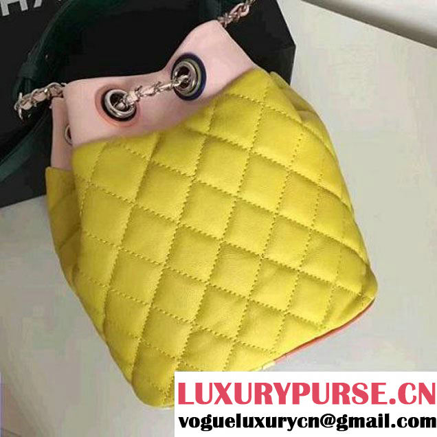 Chanel Yellow Multicolor Lambskin/Resin Small Drawstring Bag A93730 Cruise 2017 (2B038-7020837 )