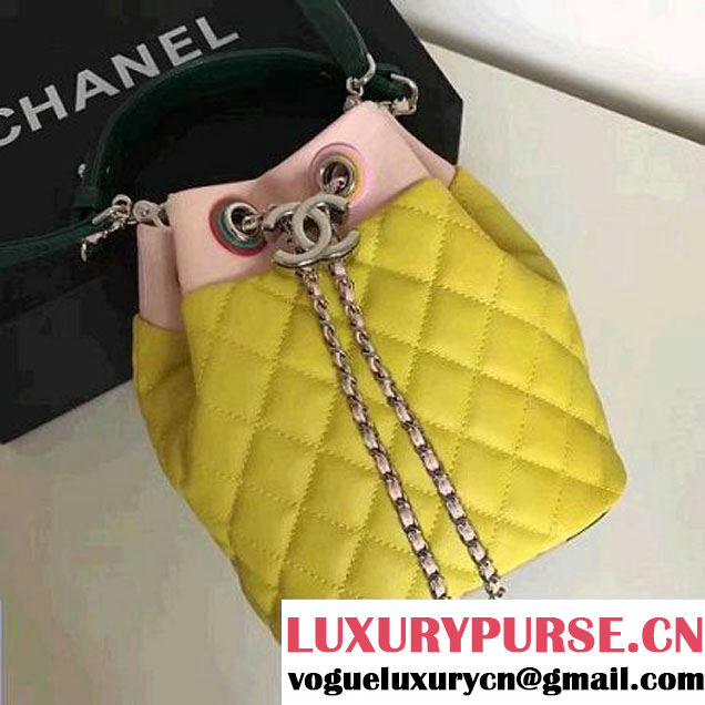 Chanel Yellow Multicolor Lambskin/Resin Small Drawstring Bag A93730 Cruise 2017 (2B038-7020837 )