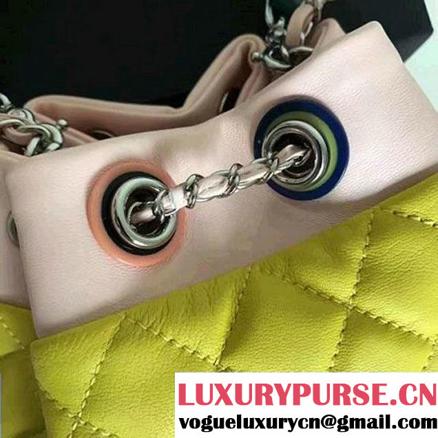 Chanel Yellow Multicolor Lambskin/Resin Small Drawstring Bag A93730 Cruise 2017 (2B038-7020837 )